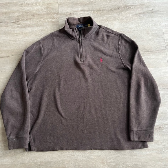 Polo Ralph Lauren 1/4 Zip Estate Rib Sweater Brown Size L - Picture 1 of 8